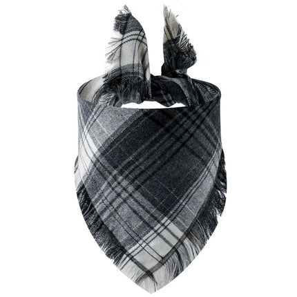 [*] Dog Bandana Scarf – Fall Plaid with Tassel Edges