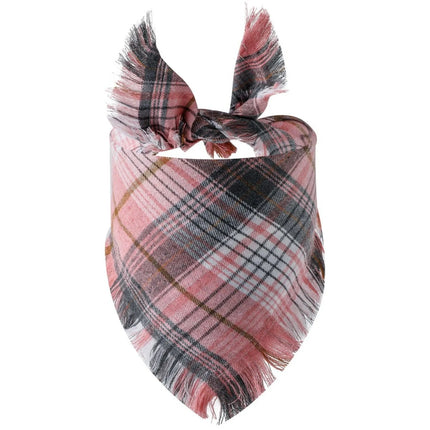 [*] Dog Bandana Scarf – Fall Plaid with Tassel Edges