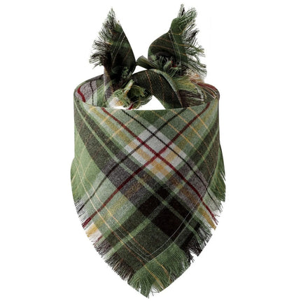 [*] Dog Bandana Scarf – Fall Plaid with Tassel Edges
