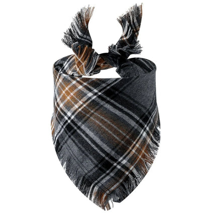 [*] Dog Bandana Scarf – Fall Plaid with Tassel Edges