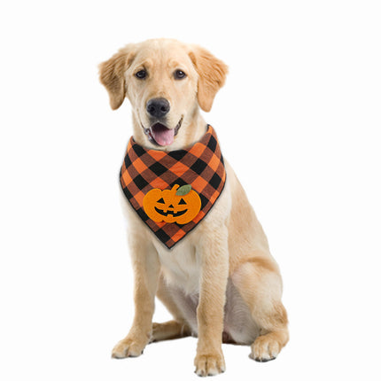 [*] Halloween Dog Pumpkin Bandana – Reversible Holiday Scarf