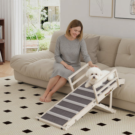 [*] Folding Dog Ramp – 4 Adjustable Heights with Side Rails (15"–19")