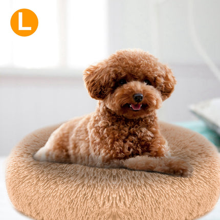🐶 Fleece Dog Nest Bed – Cozy Donut Cushion with Raised Rim