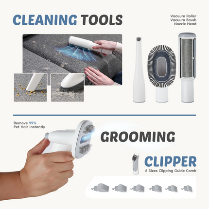 🐶 Dog Grooming Clippers with 2.5L Vacuum Cup – Cordless Low-Noise Trimmer