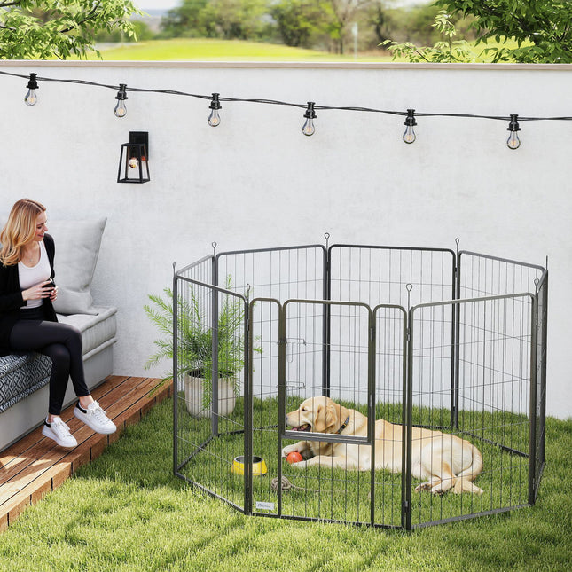 🐶 39" Exercise Pen – 8 Panel Metal Dog Fence for Medium & Large Dogs (Black)