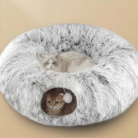 🐱 Plush Cat Bed Tunnel – Winter Warm Cozy Hideaway