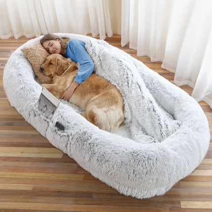 🐶 Human-Size Dog Bed – Oversized Washable Faux Fur Bed for You & Your Pet