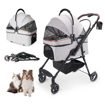 🐱🐶 Foldable 4-Wheel Pet Stroller – Breathable Travel Stroller for Cats & Small Dogs