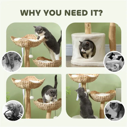 🐱 Tall Cat Tree Tower – Premium Climbing Frame with Condo & Perches