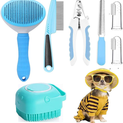 🐱🐶 7-Piece Pet Grooming Kit – Brush, Nail Clipper & Flea Comb Set