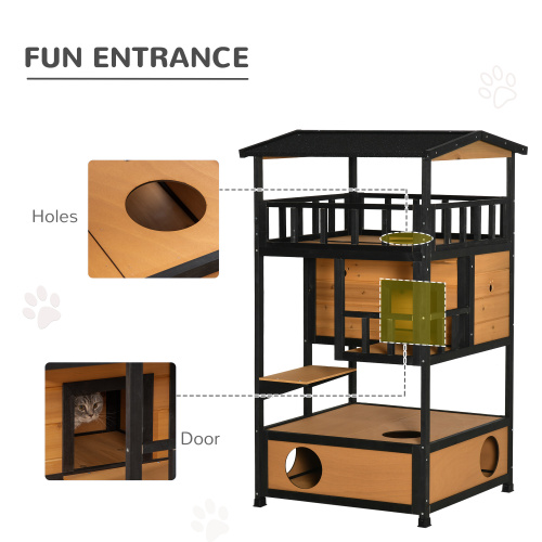 🐱 Wooden Outdoor Cat House – Weatherproof Shelter for Garden Cats