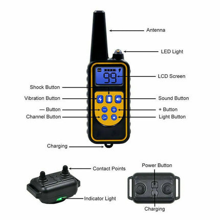 🐶 3000 FT Dog Training US Collar Rechargeable Remote Shock PET Waterproof Trainer