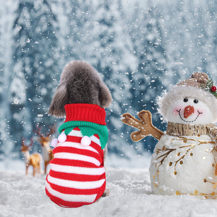 🐶🐱 Christmas Turtleneck Sweater – Snowman & Stripes Holiday Outfit for Small & Medium Dogs & Cats