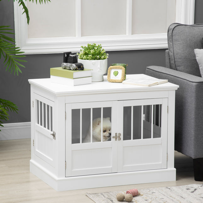 🐶 Wooden Dog Crate End Table – Triple Door Furniture Crate