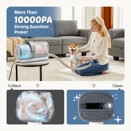 🐶 Dog Grooming Clippers with 2.5L Vacuum Cup – Cordless Low-Noise Trimmer