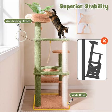 🐱 Multilevel Cat Tree Apartment – Large Climbing Frame with Condo & Perches