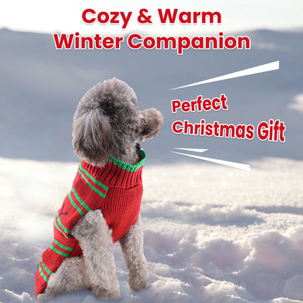 🐶🐱 Christmas Turtleneck Sweater – Snowman & Stripes Holiday Outfit for Small & Medium Dogs & Cats