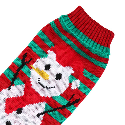 🐶🐱 Christmas Turtleneck Sweater – Snowman & Stripes Holiday Outfit for Small & Medium Dogs & Cats