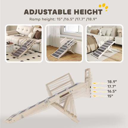 [*] Folding Dog Ramp – 4 Adjustable Heights with Side Rails (15"–19")