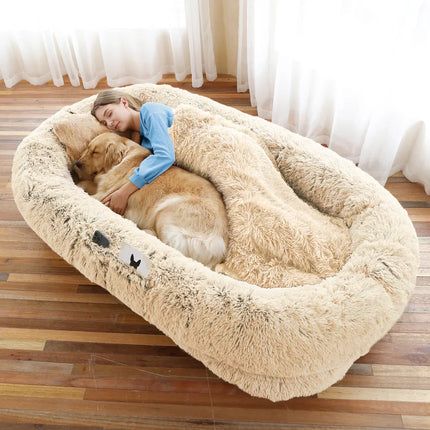 🐶 Human-Size Dog Bed – Oversized Washable Faux Fur Bed for You & Your Pet